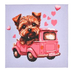 Набор для творчества вышивка крестиком Песик за рулем, Strateg