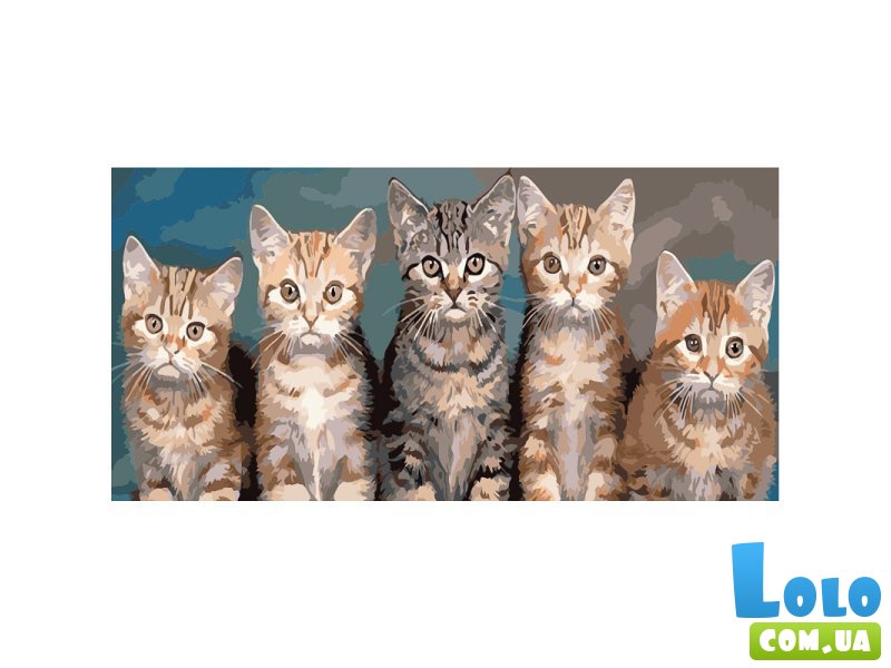 Картина по номерам Котята Strateg (50х25 см)