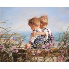 Алмазная мозаика Дети на море, Strateg (30х40 см)