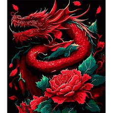Картина по номерам Дракон в красном пламени на черном фоне, Strateg (40х50 см)