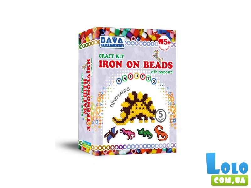 Набор для творчества Магниты из термомозаики Динозавры, Умняшка