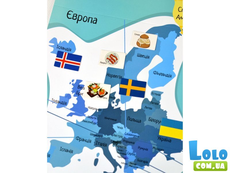 Настольная обучающая игра с наклейками Флаги, Умняшка