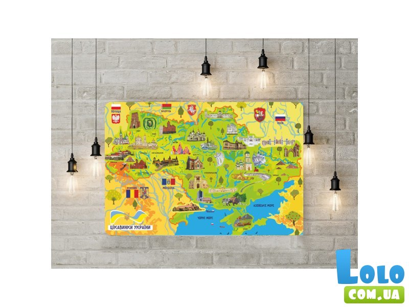 Настольная обучающая игра с наклейками Достопримечательности Украины, Умняшка