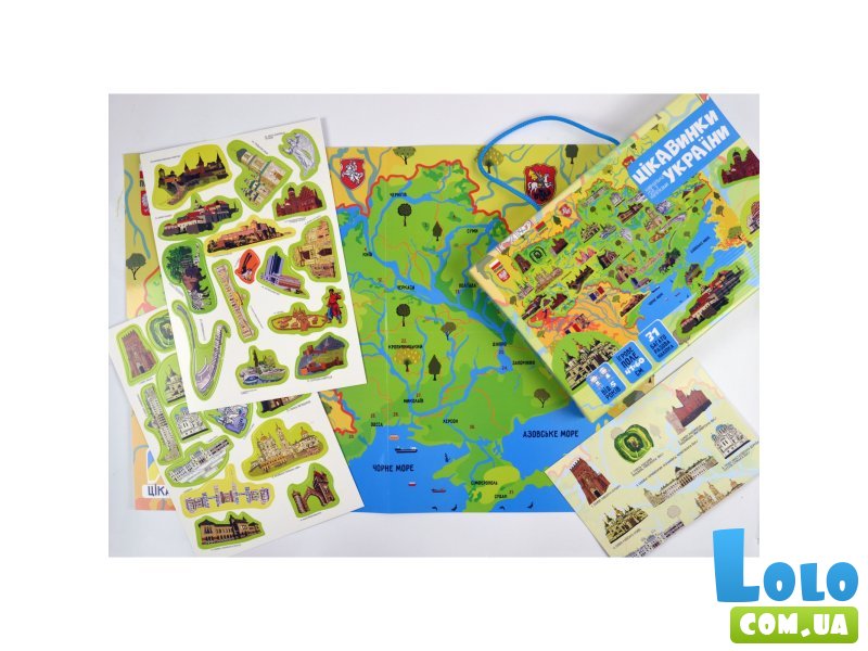 Настольная обучающая игра с наклейками Достопримечательности Украины, Умняшка