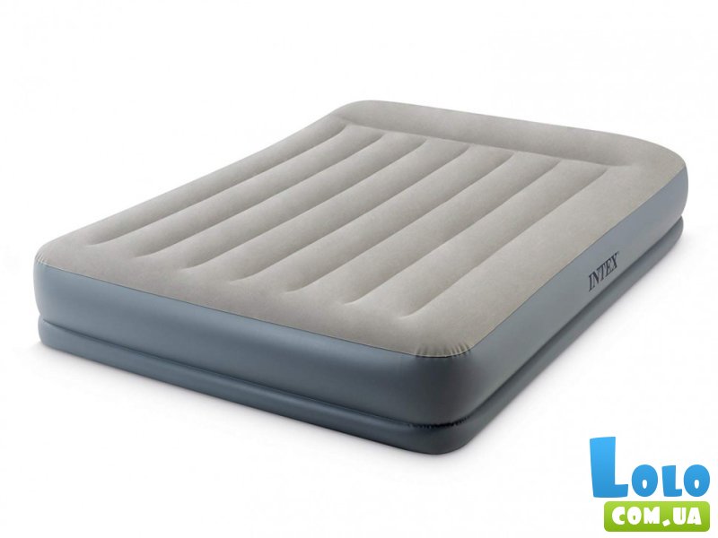 Надувная велюровая кровать со встроенным насосом, Intex