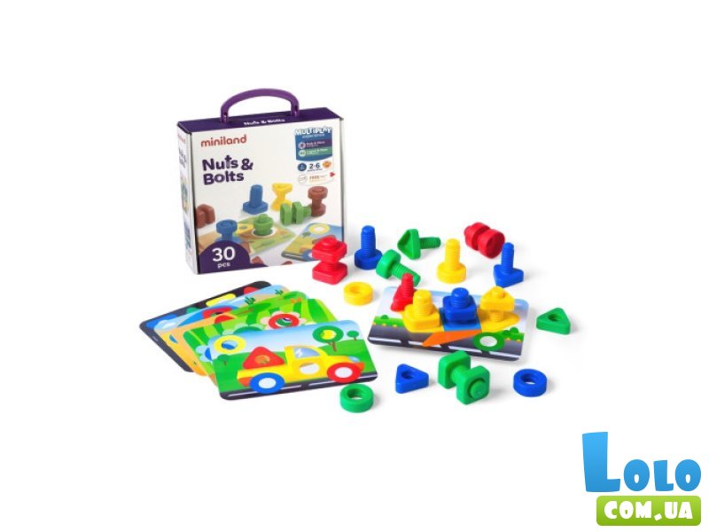 Развивающий набор Болты и гайки, Miniland Educational