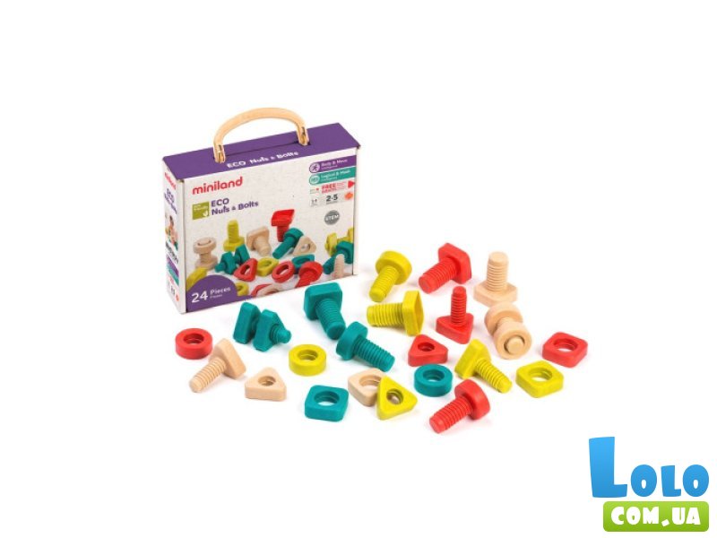 Эко-конструктор Болты и гайки, Miniland Educational