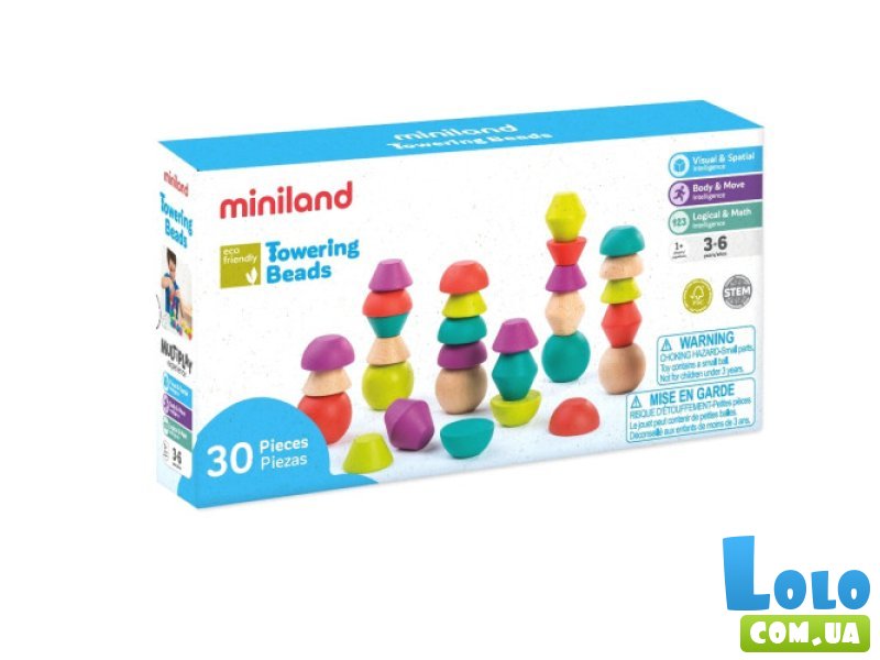 Деревянная игра-балансир Towering Beads, Miniland Educational