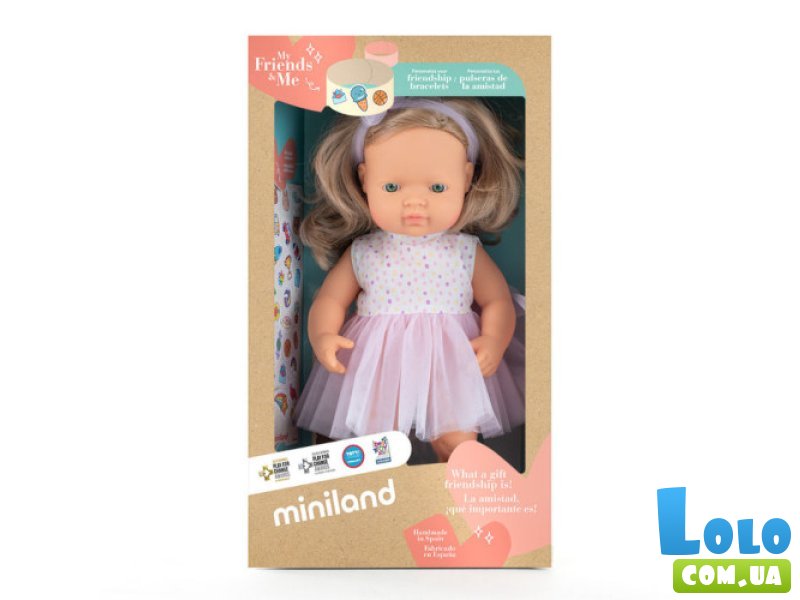 Кукла девочка зеленоглазая блондинка в одежде, Miniland Educational