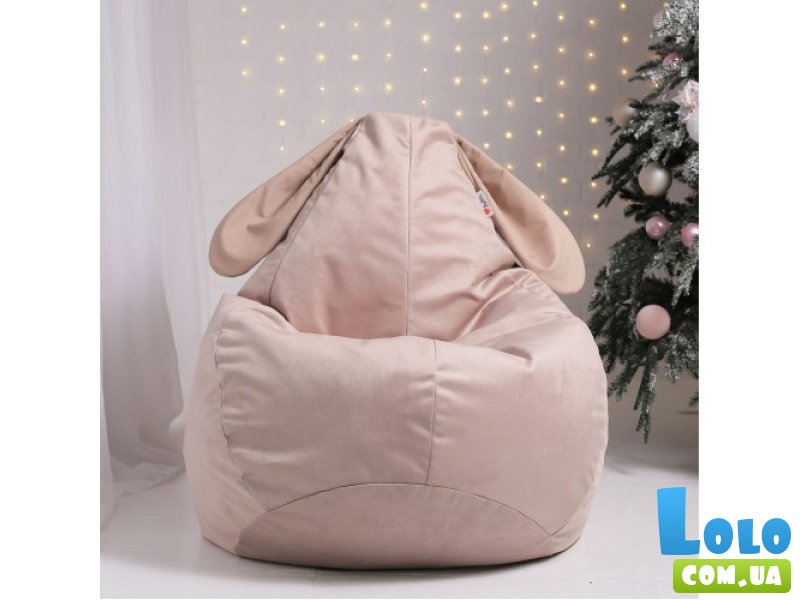 Кресло-груша велюр Зайка пудра, KatyPuf (L 100x75)