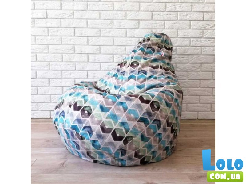 Кресло-груша велюр Бирюзовый ромб KatyPuf (L 100x75)