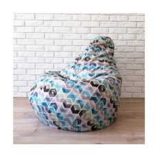 Кресло-груша велюр Бирюзовый ромб KatyPuf (L 100x75)