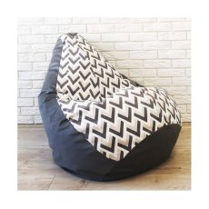 Кресло-груша велюр с принтом Черный зигзаг, KatyPuf (XL 125x90)