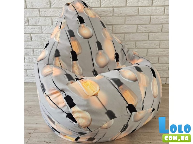 Кресло-груша велюр Лампочки, KatyPuf (XL 125х90)