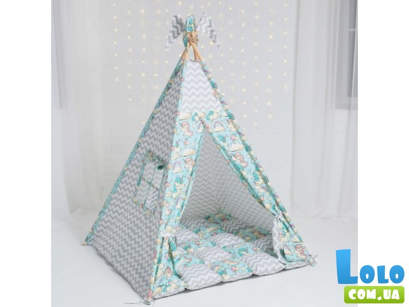 Вигвам Единорожки бирюза + система антискладывания, KatyPuf