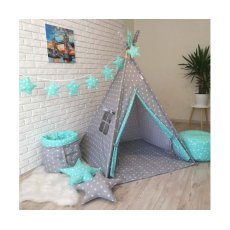 Вигвам Белые звезды на сером + система антискладывания, KatyPuf