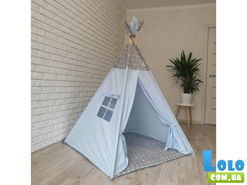 Вигвам Голубой со звездами+ система антисложения, KatyPuf