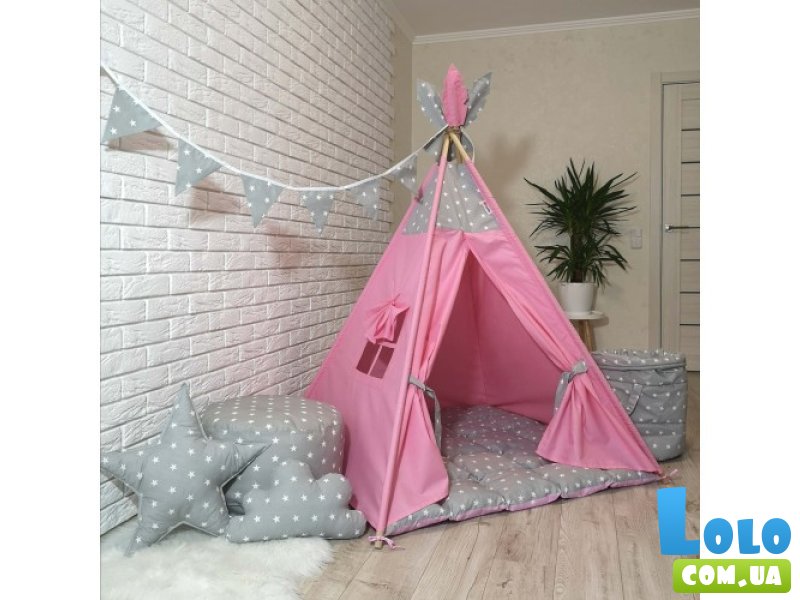 Вигвам Звезды с розовым + система антискладывания, KatyPuf