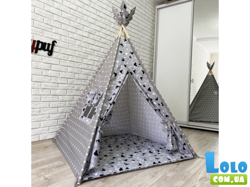 Вигвам стеганый серый Микки + система антискладывания, KatyPuf