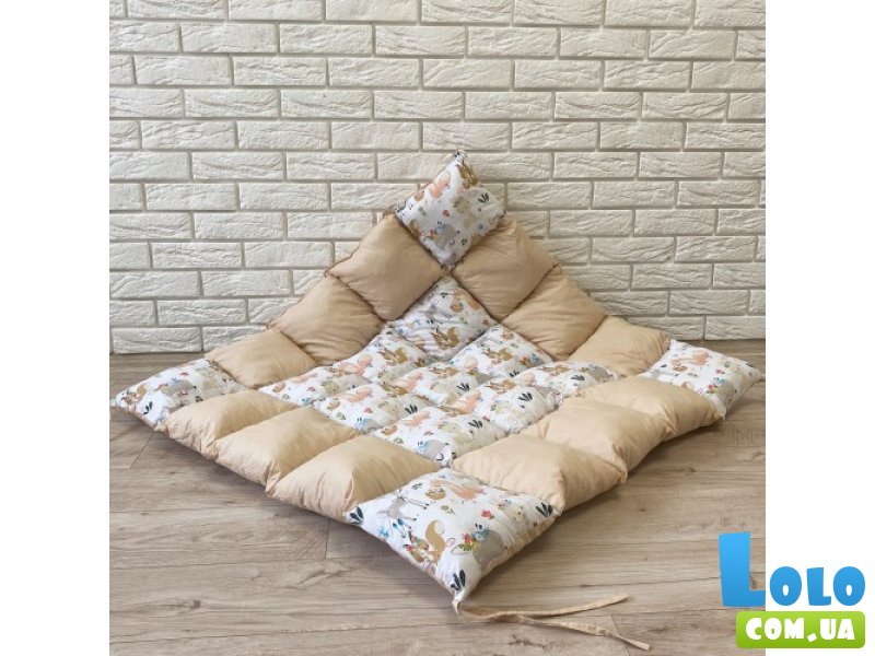 Объемный коврик для вигвама бежевые зверьки, KatyPuf