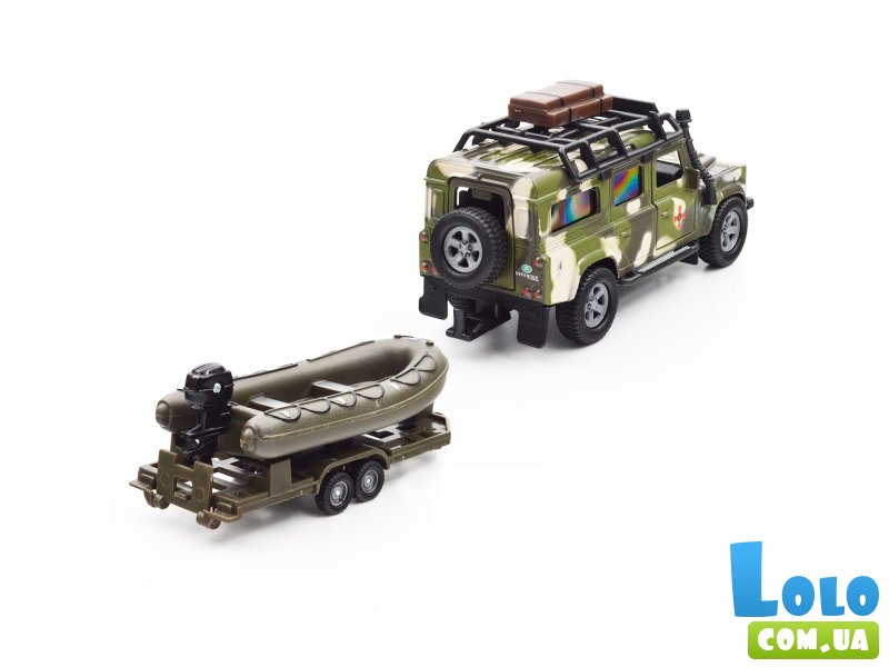 Машина Land Rover Defender Милитари с лодкой, TechnoDrive