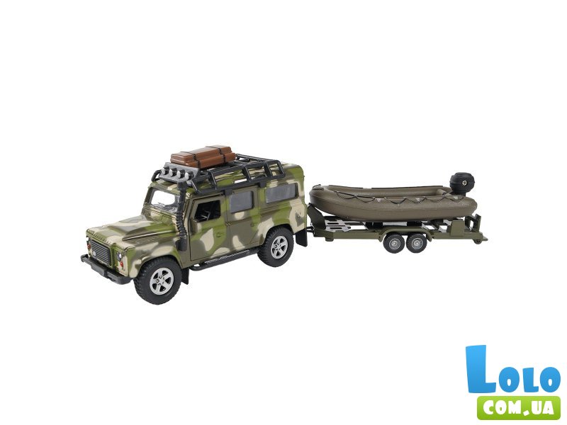 Машина Land Rover Defender Милитари с лодкой, TechnoDrive