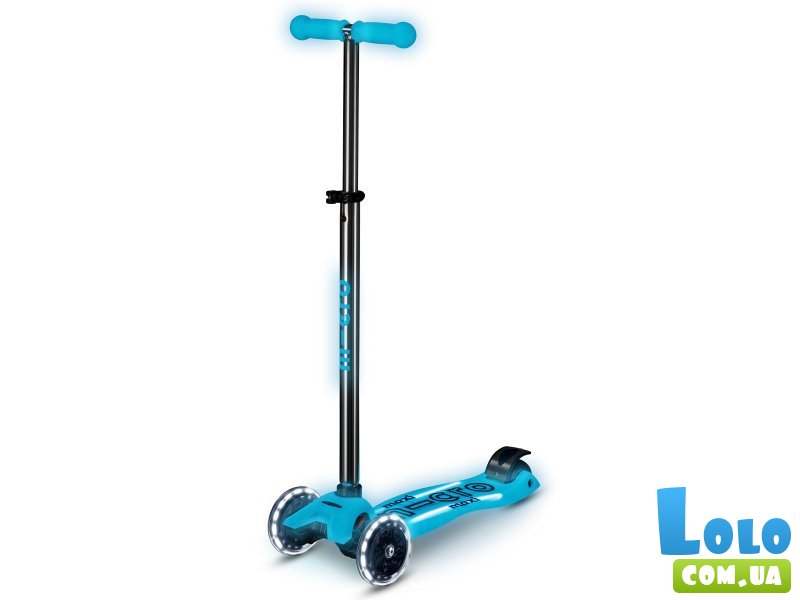 Самокат серии Maxi Deluxe Glow LED Plus Синий хрусталь, Micro