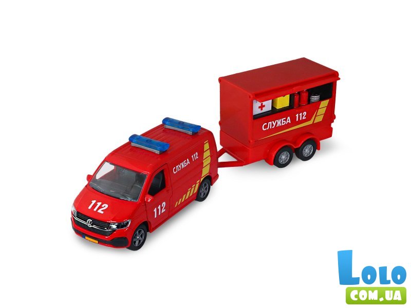 Игровой набор Volkswagen Служба 112 с прицепом, TechnoDrive