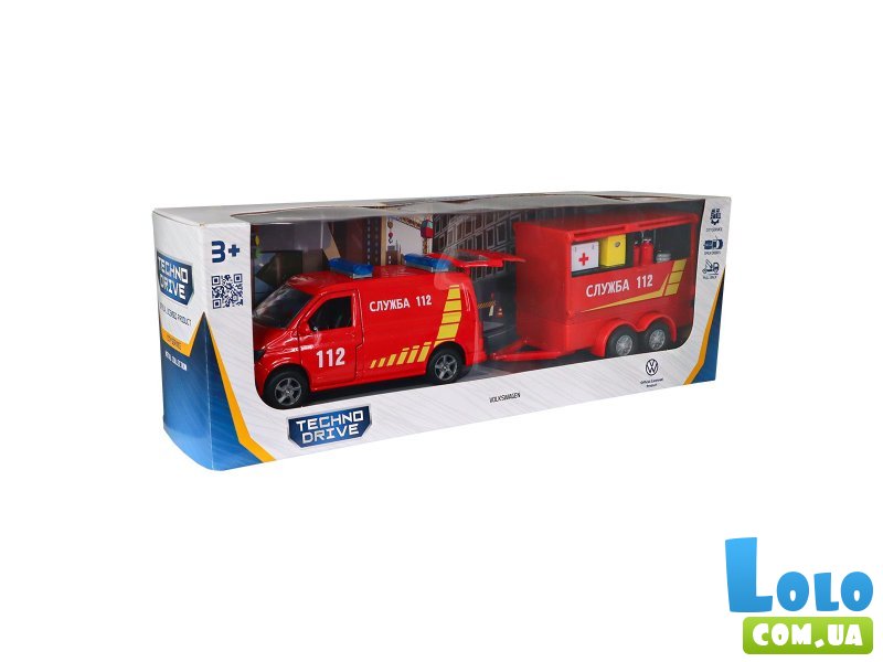 Игровой набор Volkswagen Служба 112 с прицепом, TechnoDrive