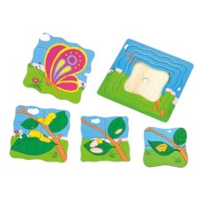 Деревянный многослойный пазл-вкладыш Бабочка, Viga Toys