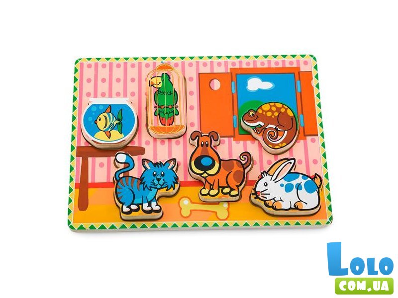 Деревянная рамка-вкладыш Домашние питомцы, Viga Toys