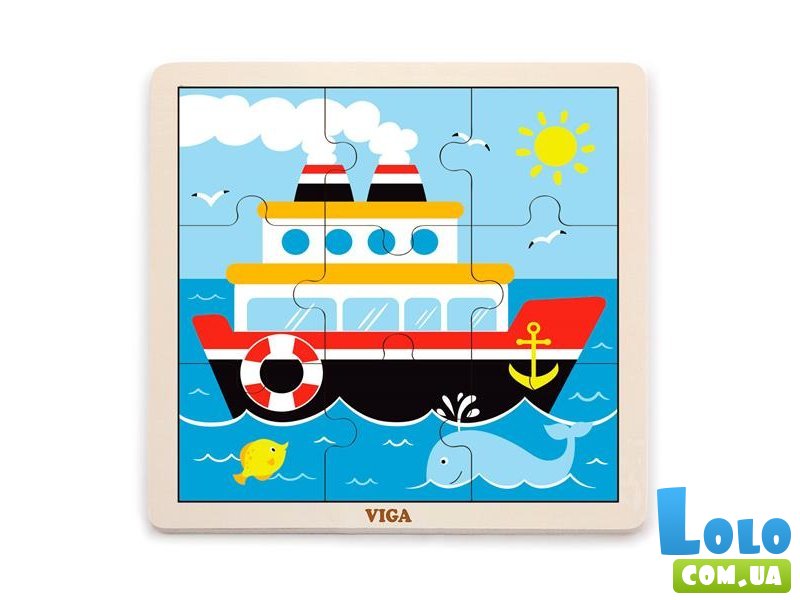 Деревянный пазл Кораблик, Viga Toys, 9 эл.