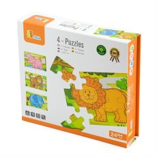 Деревянный пазл Джунгли 4 в 1, Viga Toys, 48 эл.