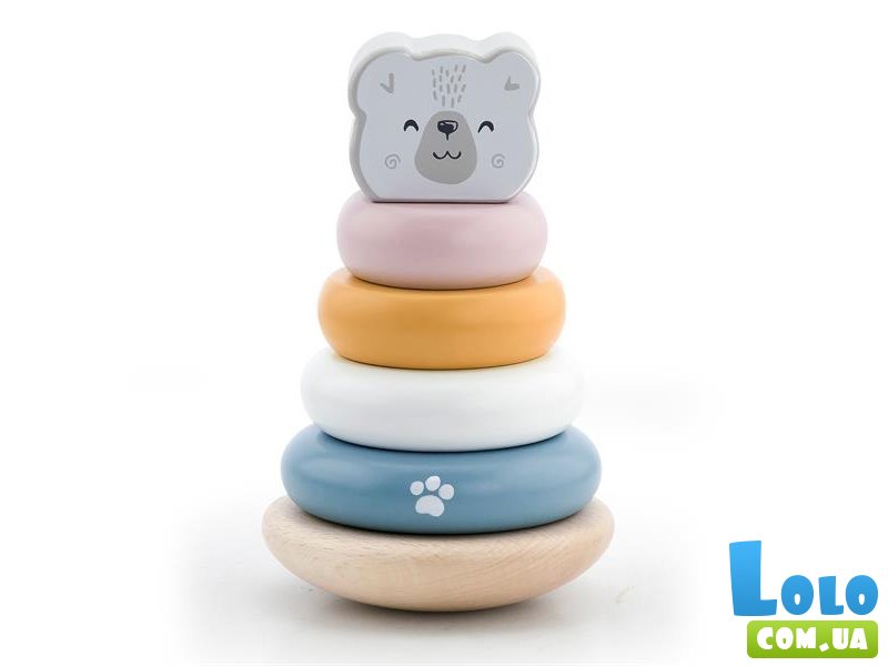 Деревянная пирамидка Белый мишка-неваляшка, PolarB
