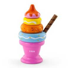 Деревянная пирамидка Мороженое, Viga Toys (розовый)
