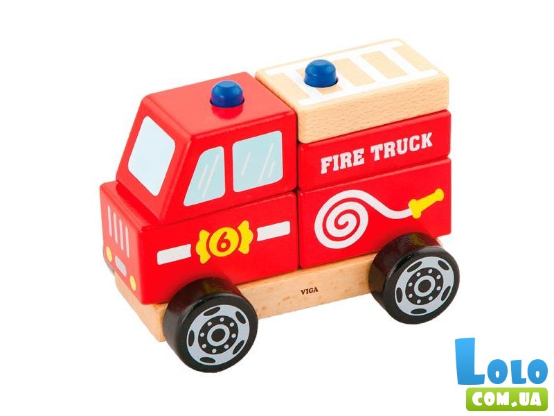 Деревянная пирамидка Пожарная машинка Viga Toys