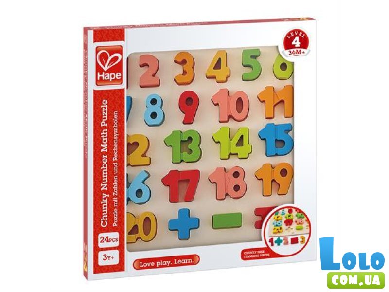Деревянный пазл-вкладыш Цифры, Hape