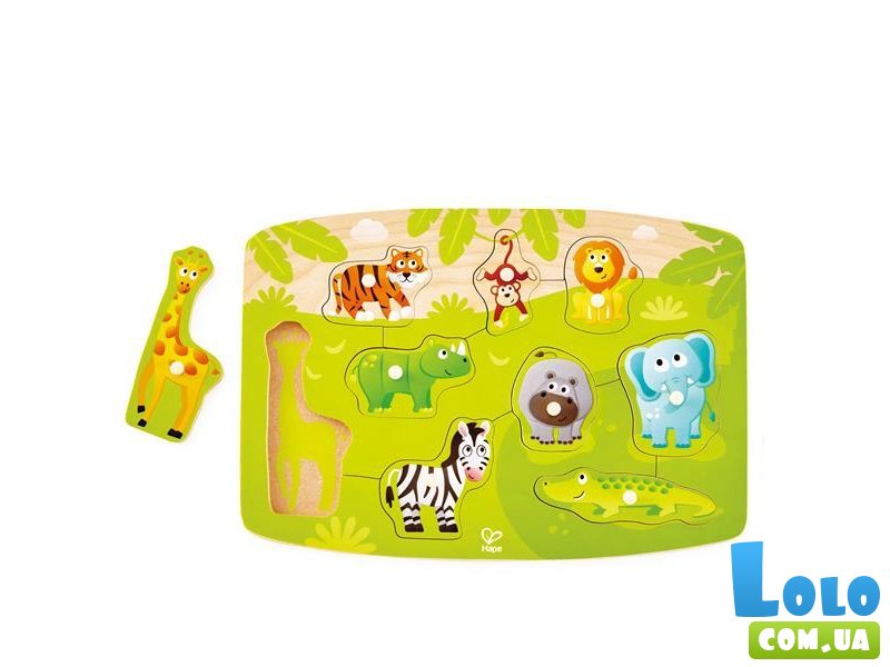 Деревянная рамка-вкладыш Зверята из джунглей, Hape