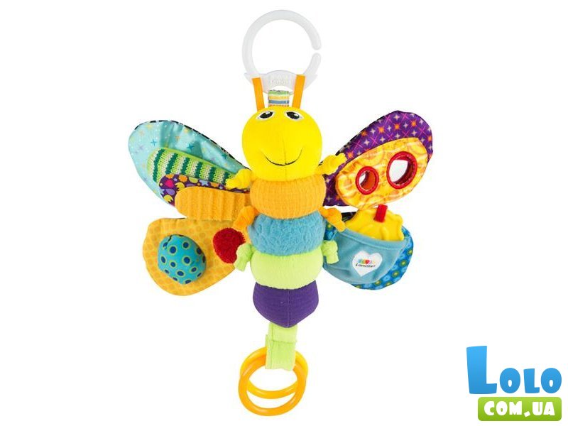 Мягкая игрушка-подвеска Бабочка с прорезывателем и пищалкой, Lamaze