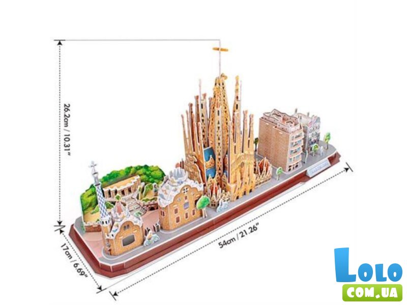 3D пазл City Line Барселона, CubicFun, 186 эл.