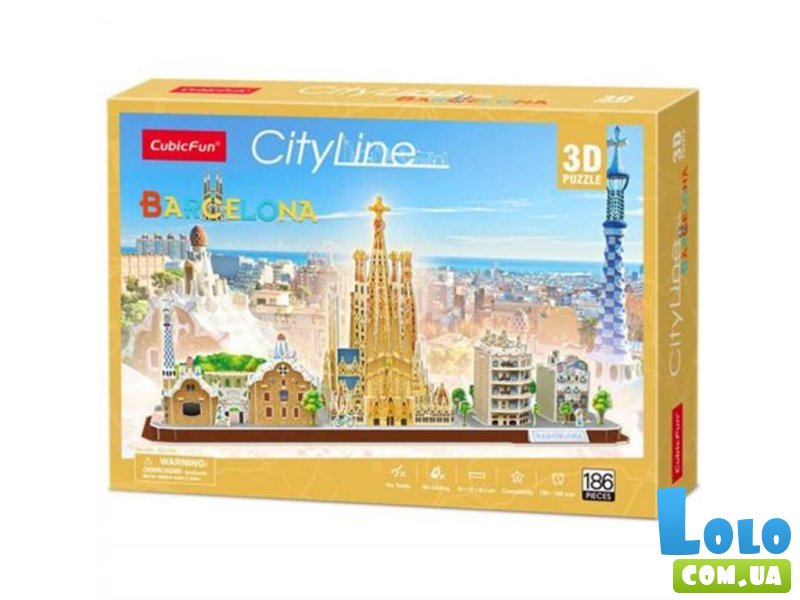 3D пазл City Line Барселона, CubicFun, 186 эл.