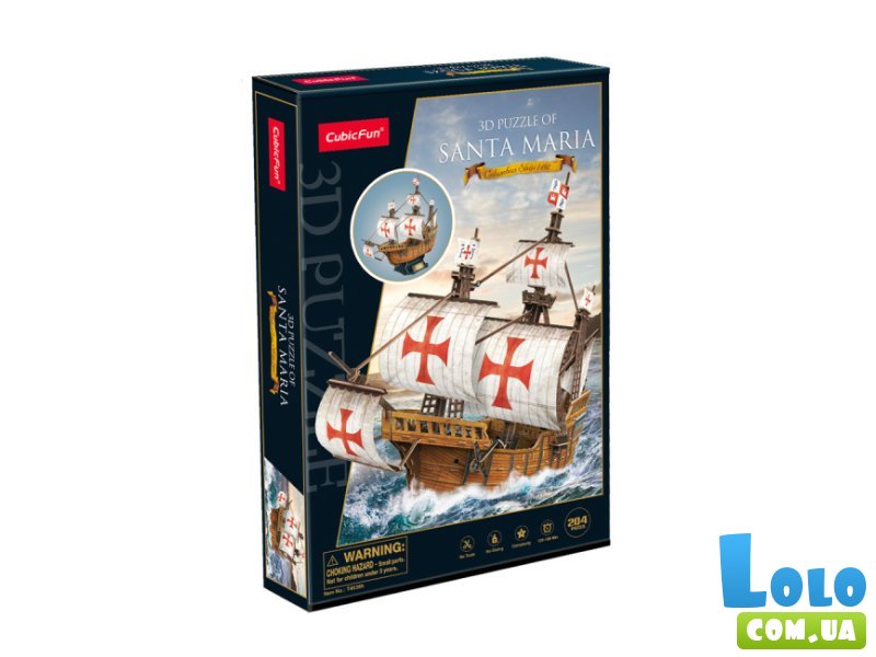 3D пазл Корабль Санта-Мария, CubicFun, 204 эл.