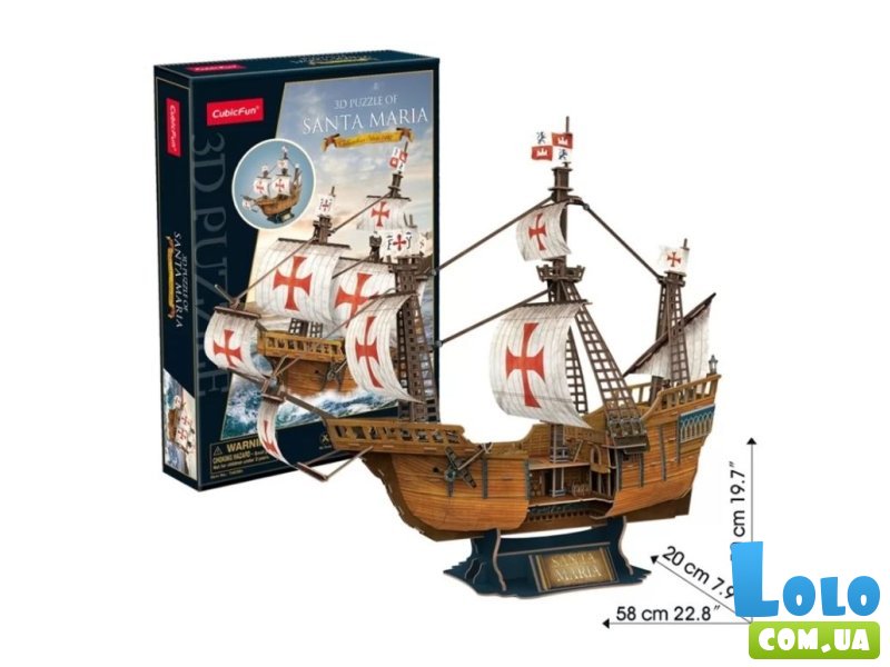 3D пазл Корабль Санта-Мария, CubicFun, 204 эл.