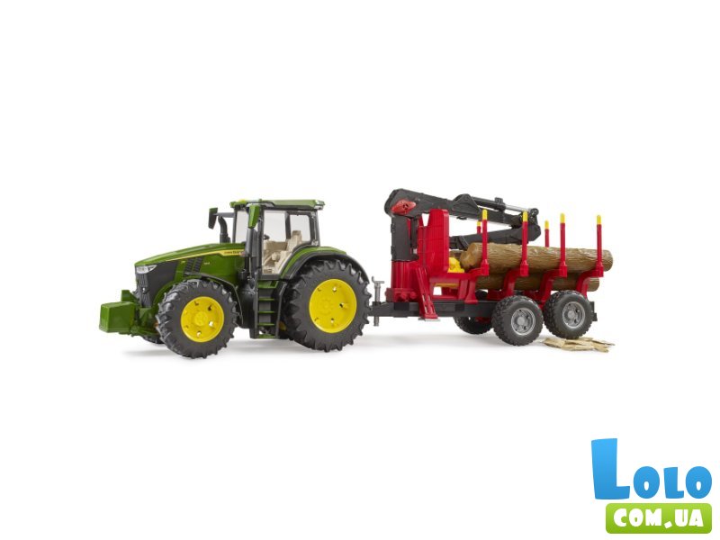 Трактор John Deere с прицепом и манипулятором, Bruder