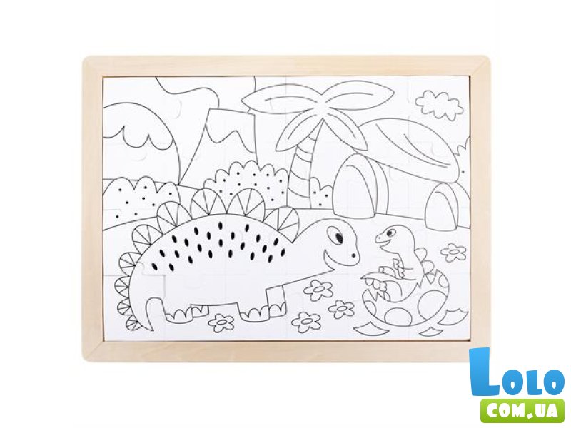 Пазл с раскраской Динозавры, Hape, 24 эл.