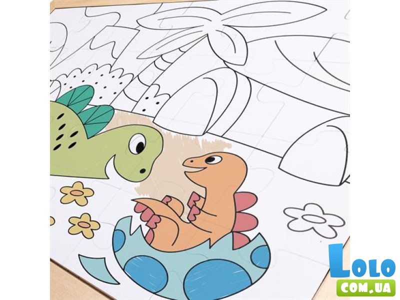 Пазл с раскраской Динозавры, Hape, 24 эл.