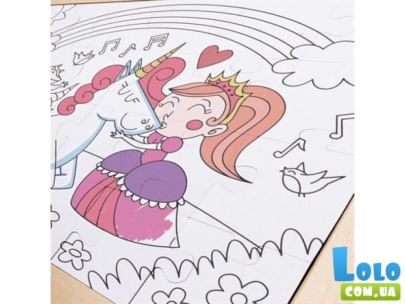 Пазл с раскраской Единороги, Hape, 24 эл.