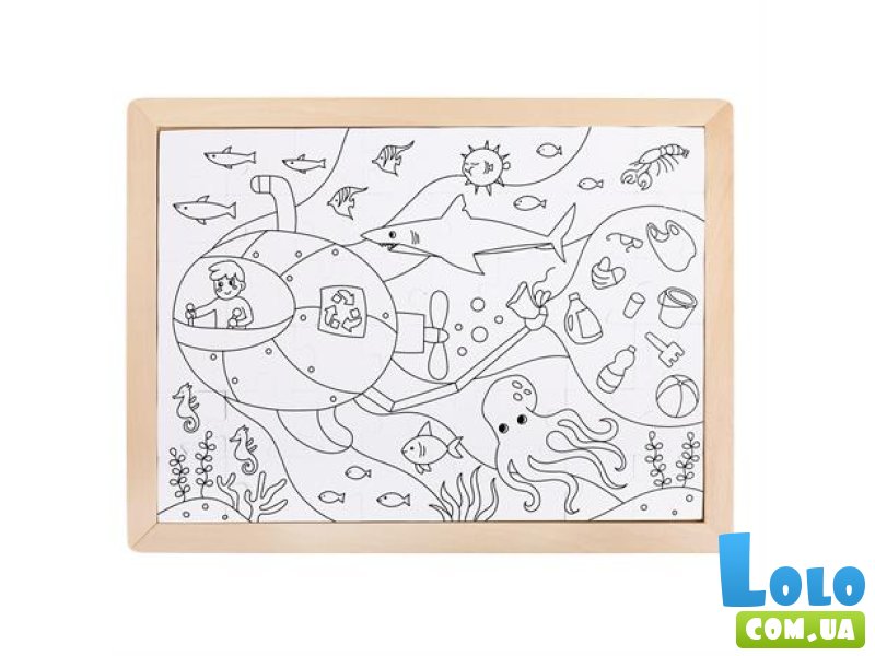 Пазл с раскраской Океан, Hape, 48 эл.