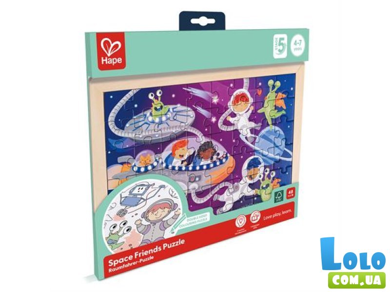 Пазл с раскраской Пришельцы, Hape, 48 эл.