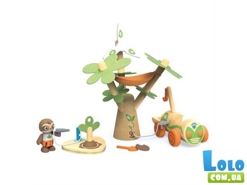 Деревянный игровой набор Электрокар для посадки деревьев, Hape